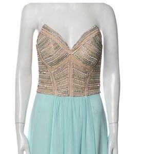 Aqua strapless Terani Couture Prom Dress, Gown UK size 8 US size 2